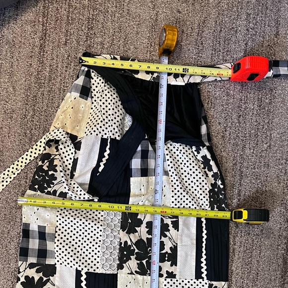 Skirt-Maxi, long Vintage, Patchwork Quilt, tie waist, step in, black & cream,MED - Picture 15 of 16